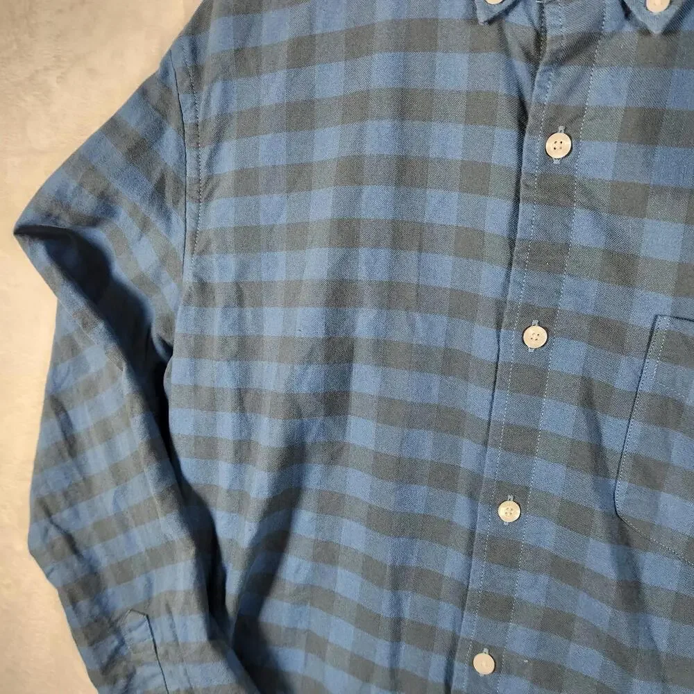 J Crew Slim‎ Fit Oxford Plaid Long Sleeve Button Down Shirt Blue Size Large